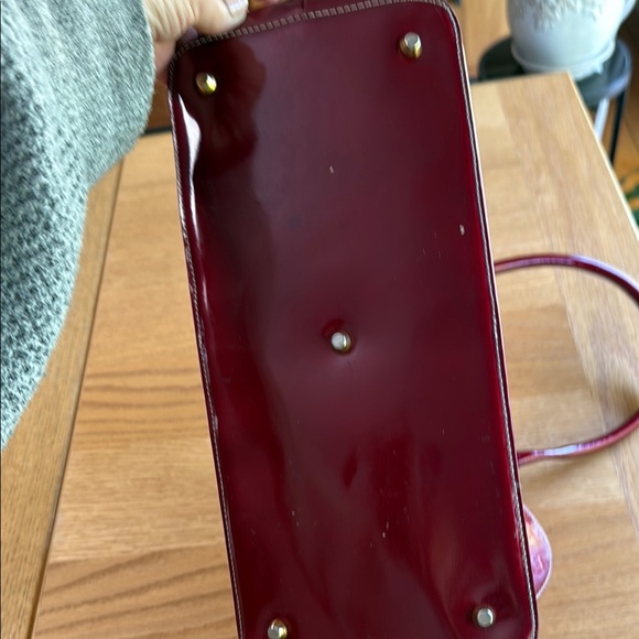 Arcadia Red Patent Leather Satchel with Glossy Finish - Picture 4 of 16